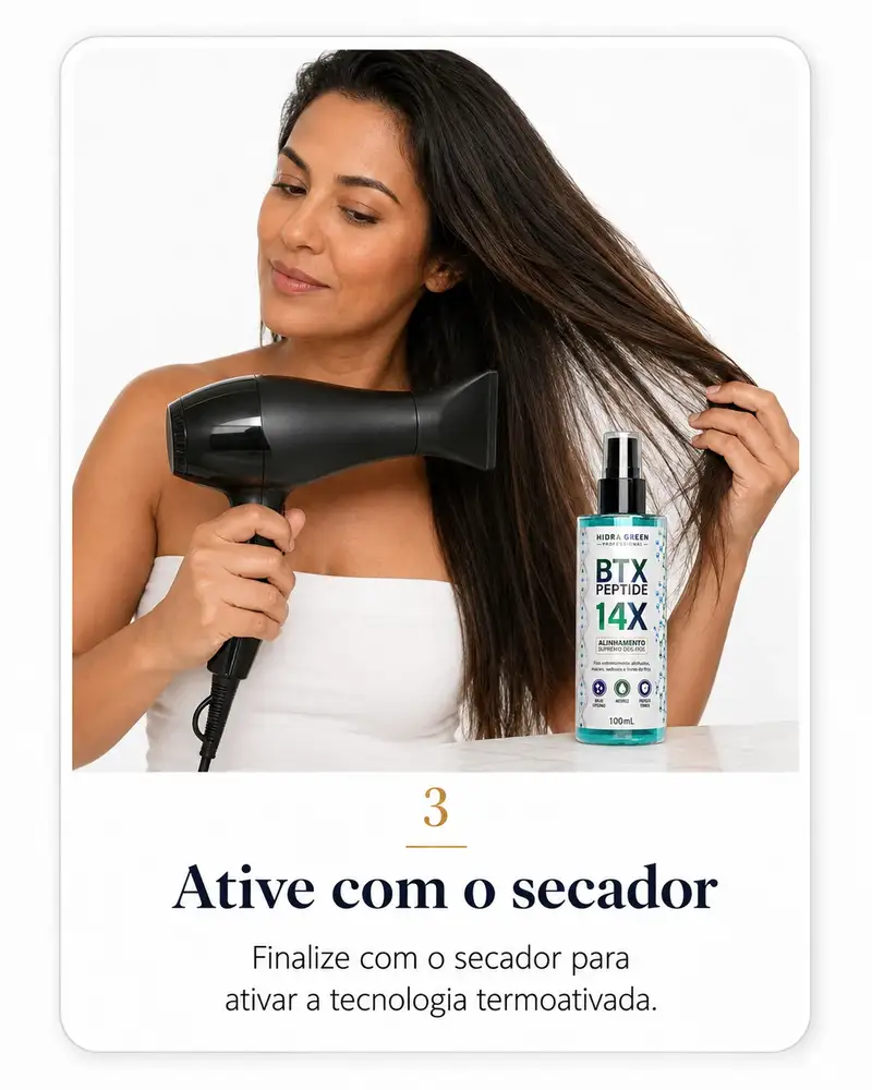 Passo 3: Ative com o secador para potencializar o alinhamento
